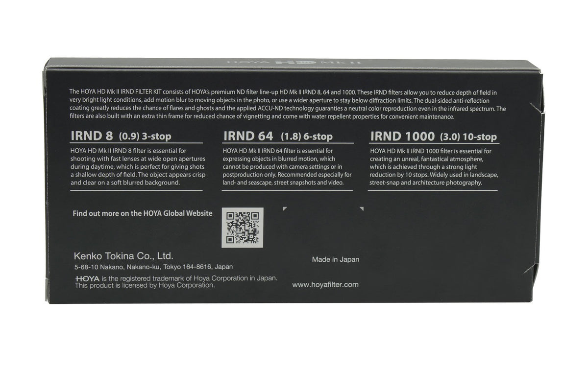 Hoya HD MKII IRND Filter-Kit (8/64/1000) – für Objektive mit 67 mm Filtergewinde – Schwarz – 3er-Pack