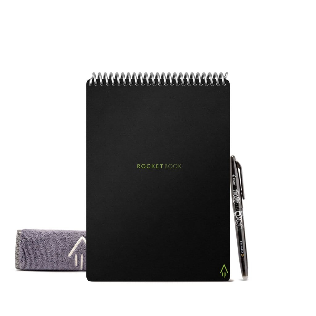 Rocketbook Spiralblock, Hardcover, 16 Blatt, 90 g/m² – Schwarz, für ROCKETBOOK App