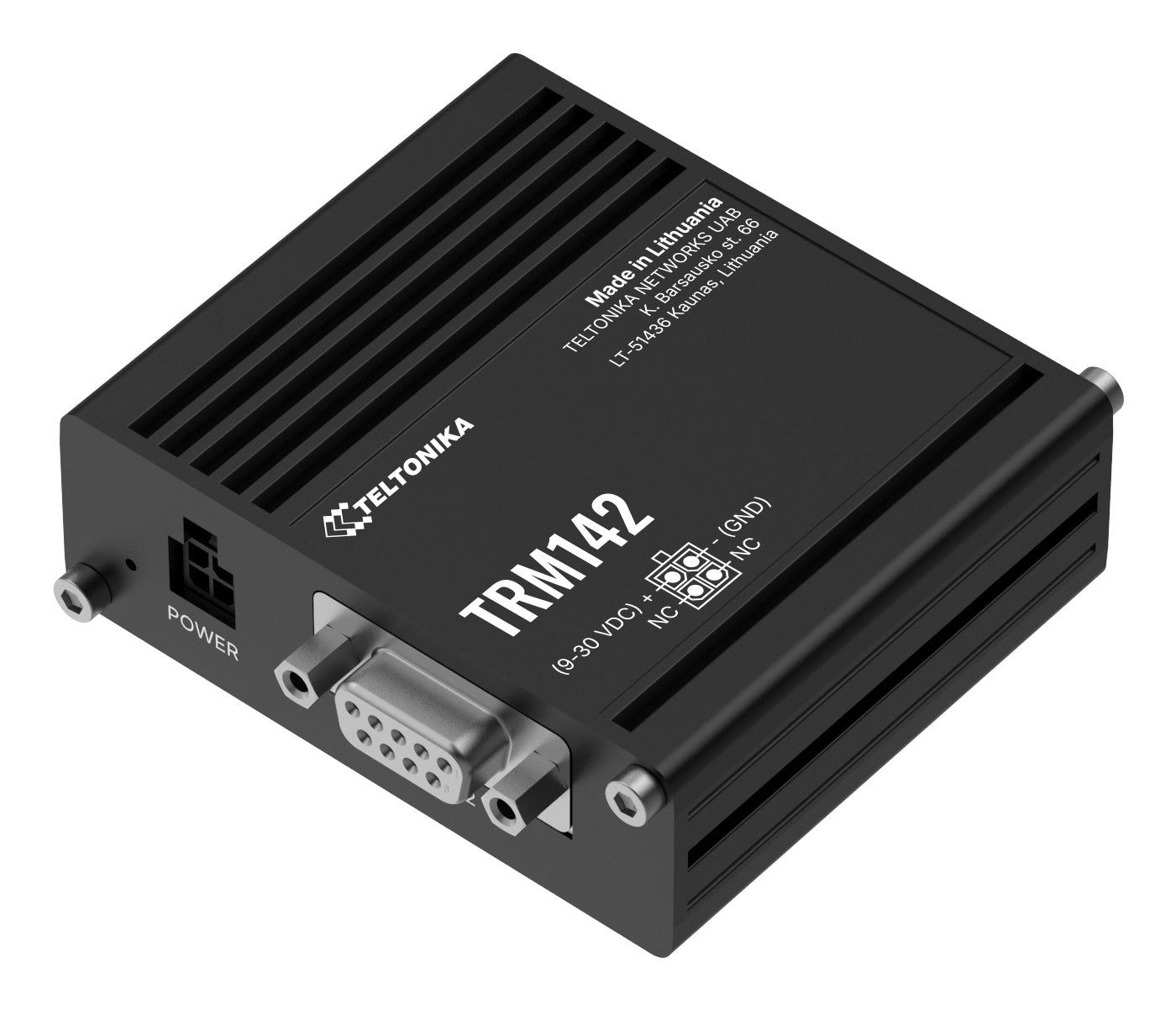 Teltonika TRM142 – 4G Modem, 2G/3G/4G, RS‑232 & Micro‑USB, Mini‑SIM, 9–30 V DC, Schwarz