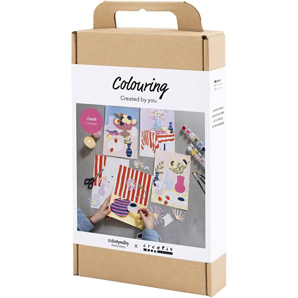 Creativ Company Bastelset – 10 Farben, Bilder-Set zum Ausmalen, Wasserfarben