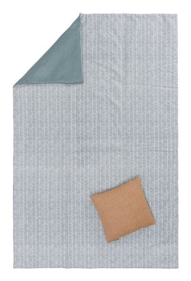 URBANARA Wohndecke – Baumwolle, Polyester, Grüngrau/Weiss – 130 × 190 cm