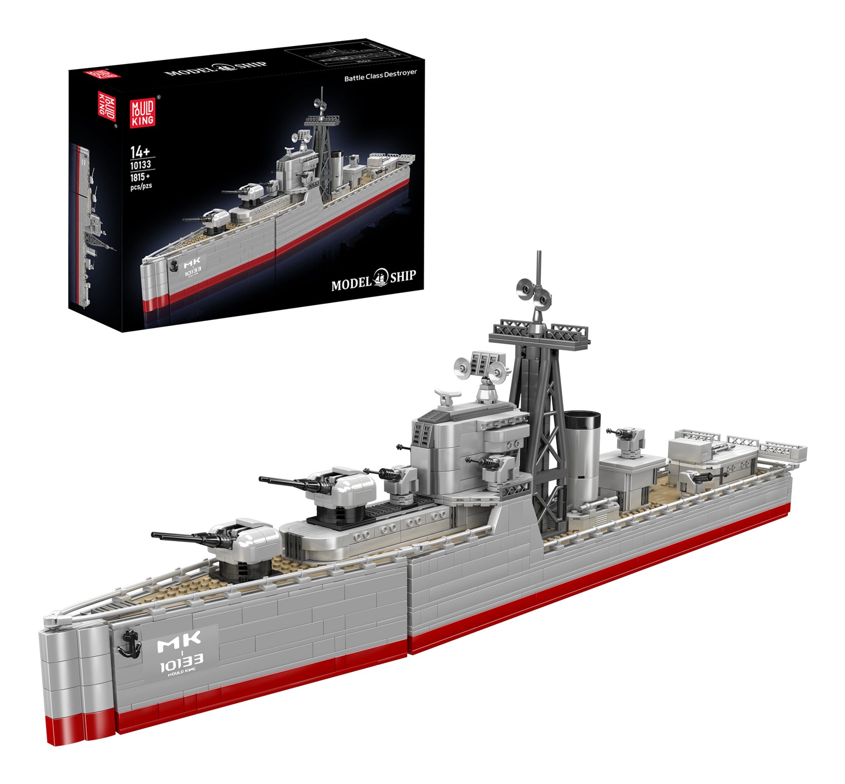 Mould King 3D Puzzle Battle-Class Zerstörer – 1'815 Teile – ABS, Grau/Rot – ab 14 J.