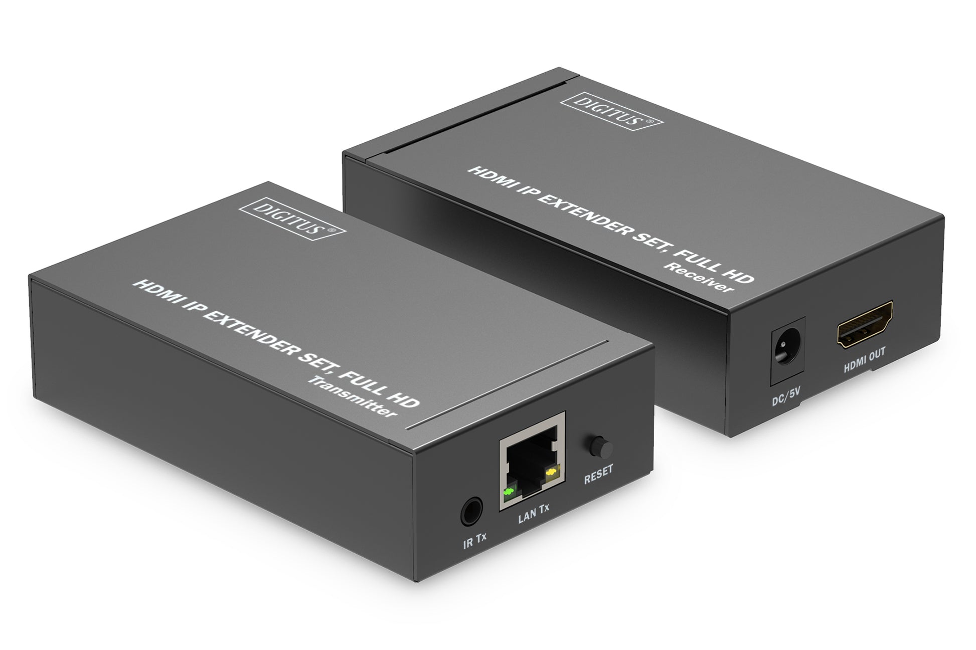 Digitus HDMI IP Extender – AV-Sender & -Empfänger – 1920×1080, 120 m, HDMI/RJ‑45 – Schwarz
