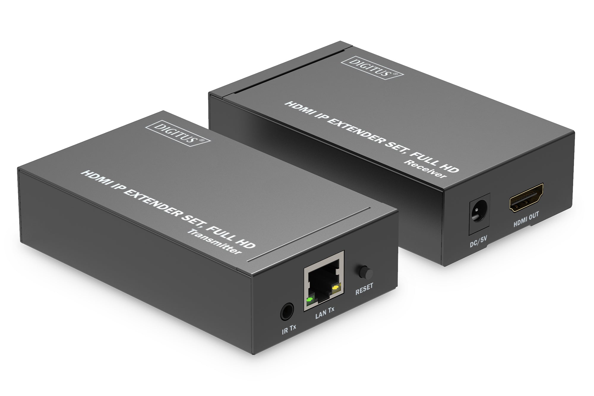 Digitus HDMI IP Extender – AV-Sender & -Empfänger – 1920×1080, 120 m, HDMI/RJ‑45 – Schwarz