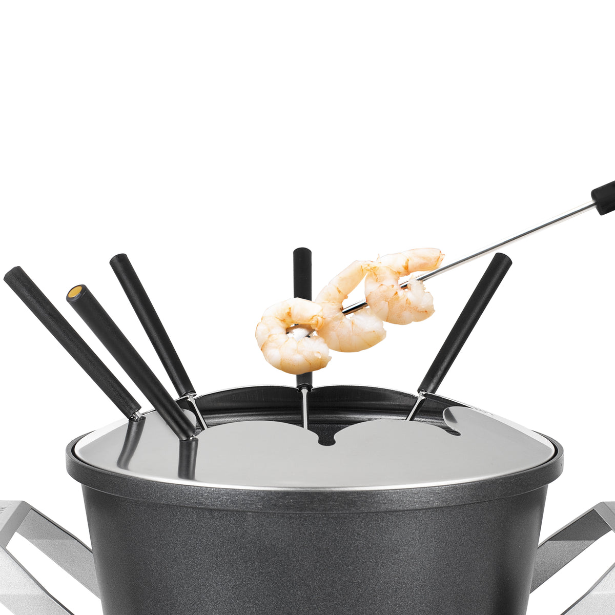 Princess Fondue Premium 173100 – Aluminiumguss, 1,5 l, 8 Gabeln, elektrisch – schwarz/Edelstahl