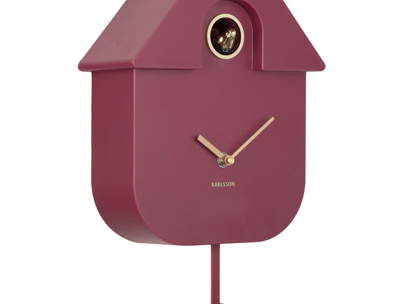 Karlsson Moderne Kuckucksuhr – 21,5 × 41 × 8,5 cm, rosa, Kunststoff