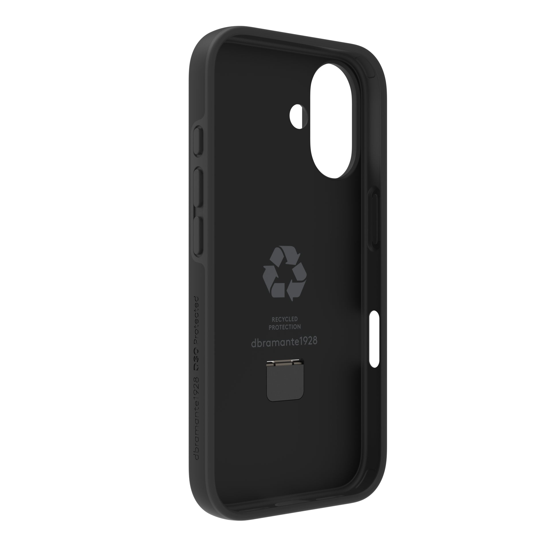 dbramante1928 Iceland Ultra Backcover – für Apple iPhone 16, mit Ständer, Recycling-Kunststoff, Schwarz