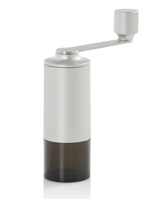 AdHoc Manuelle Kaffeemühle 25 g, Ø 5,6 × 18,8 cm, Keramik/Kunststoff/Metall, Hellgrau