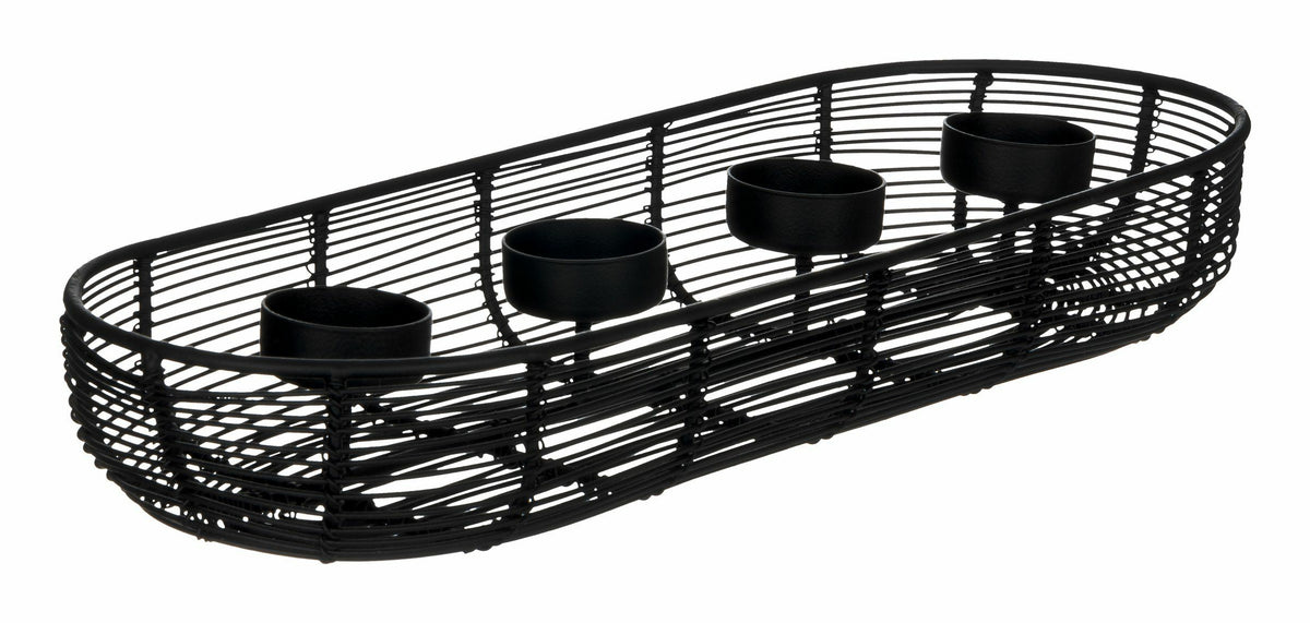 EGLO Adventskerzenhalter – für 4 Kerzen – Metall, Schwarz – 40,5 × 14 × 6 cm – 1-teilig