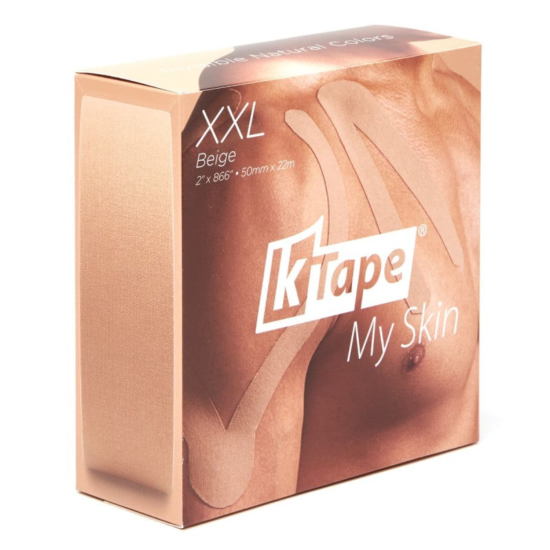 K-Tape Binde Kinesiotape XXL My Skin – 50 mm × 22 m, beige, Baumwolle, Spandex, wasserabweisend