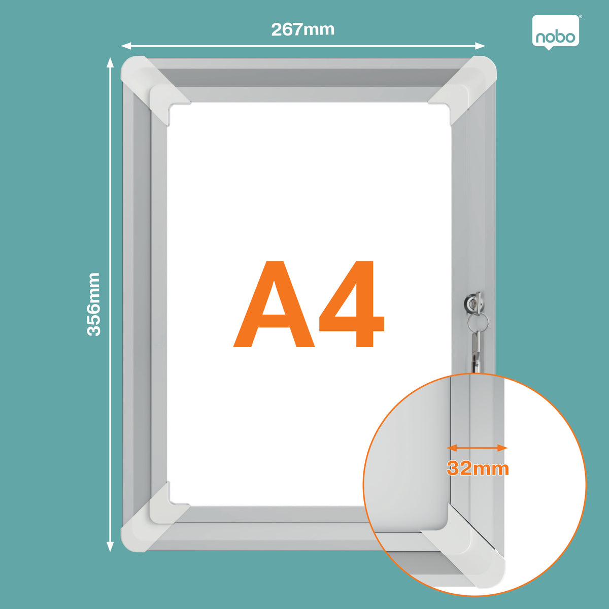 Nobo Plakatrahmen Premium Plus – für A4 – silber – Aluminium/Polypropylen – 267×356×27 mm