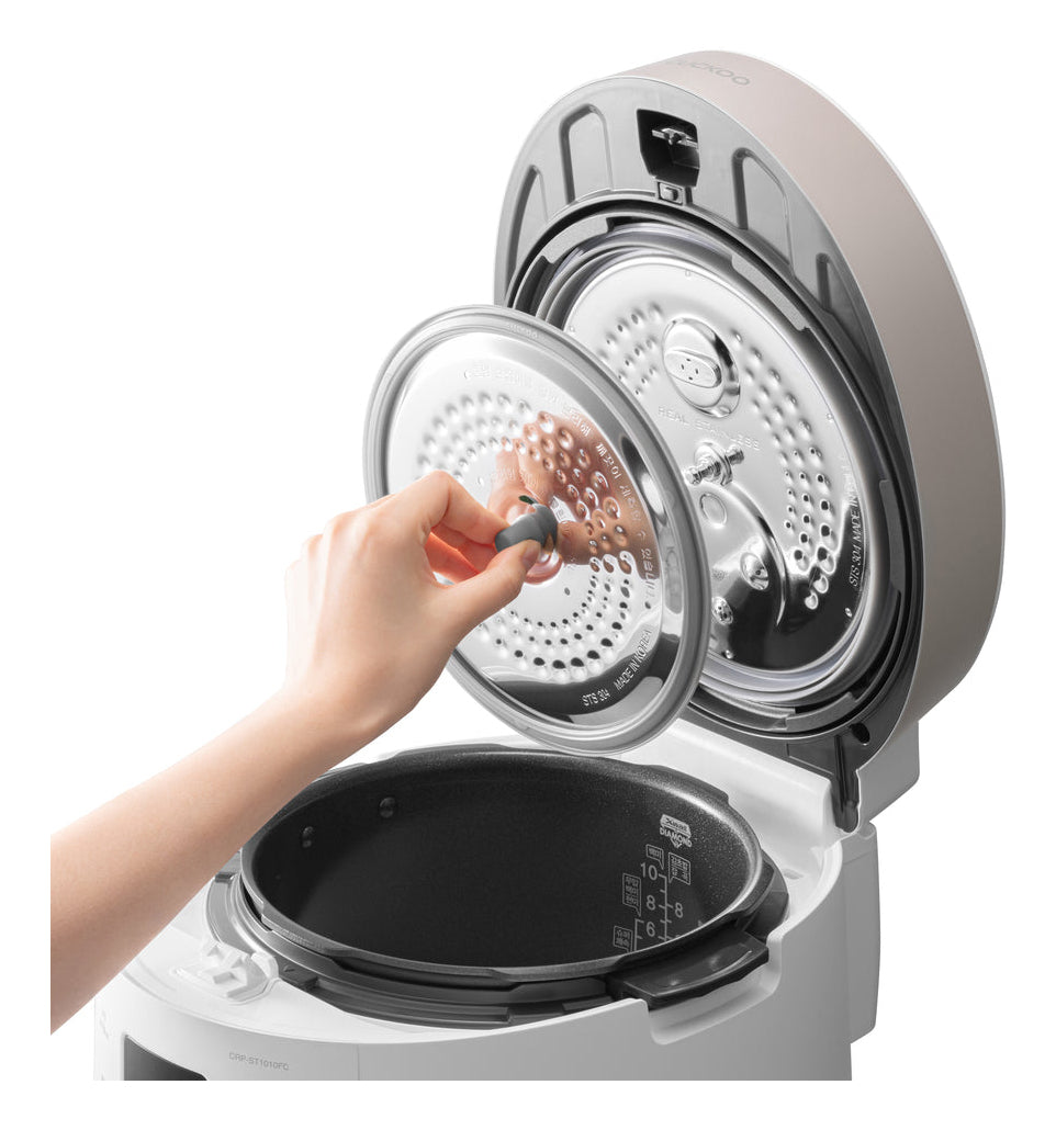 Cuckoo Reiskocher CRP-ST0609F – 1,08 l, 880 W, Warmhaltefunktion – Champagner/Weiss