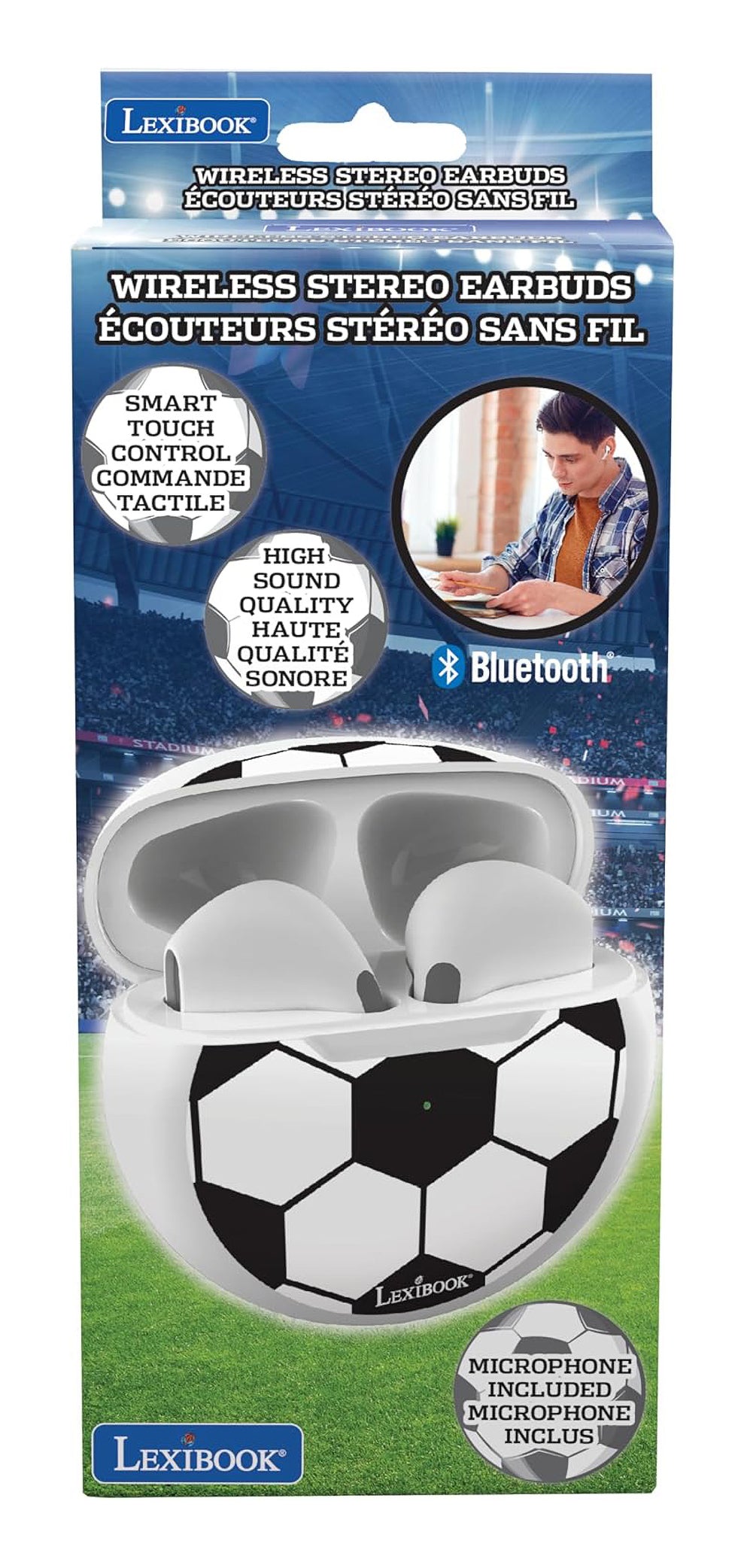 Lexibook Kabellose Bluetooth-Kopfhörer – Fussball-Design, mit Lade- und Aufbewahrungsetui