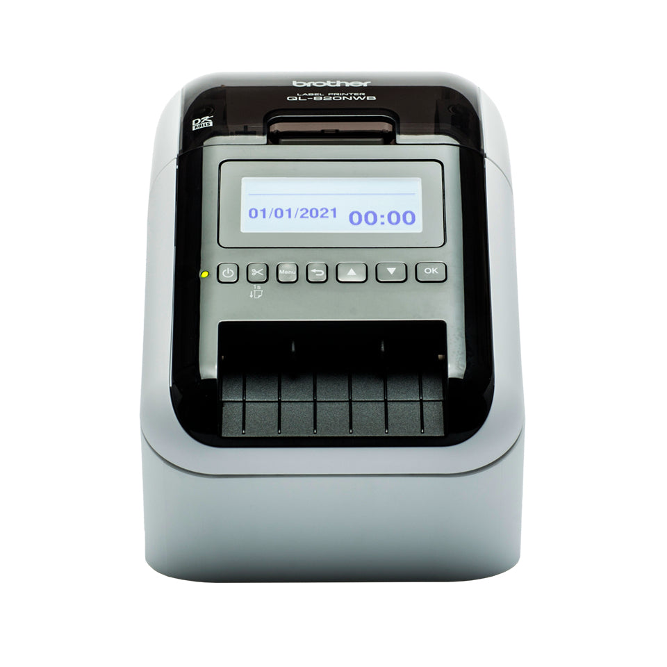 Brother QL-820NWBc – Etikettendrucker, Thermodirekt, 2-farbig (schwarz/rot), USB, WLAN, für DK-Rollen 62 mm