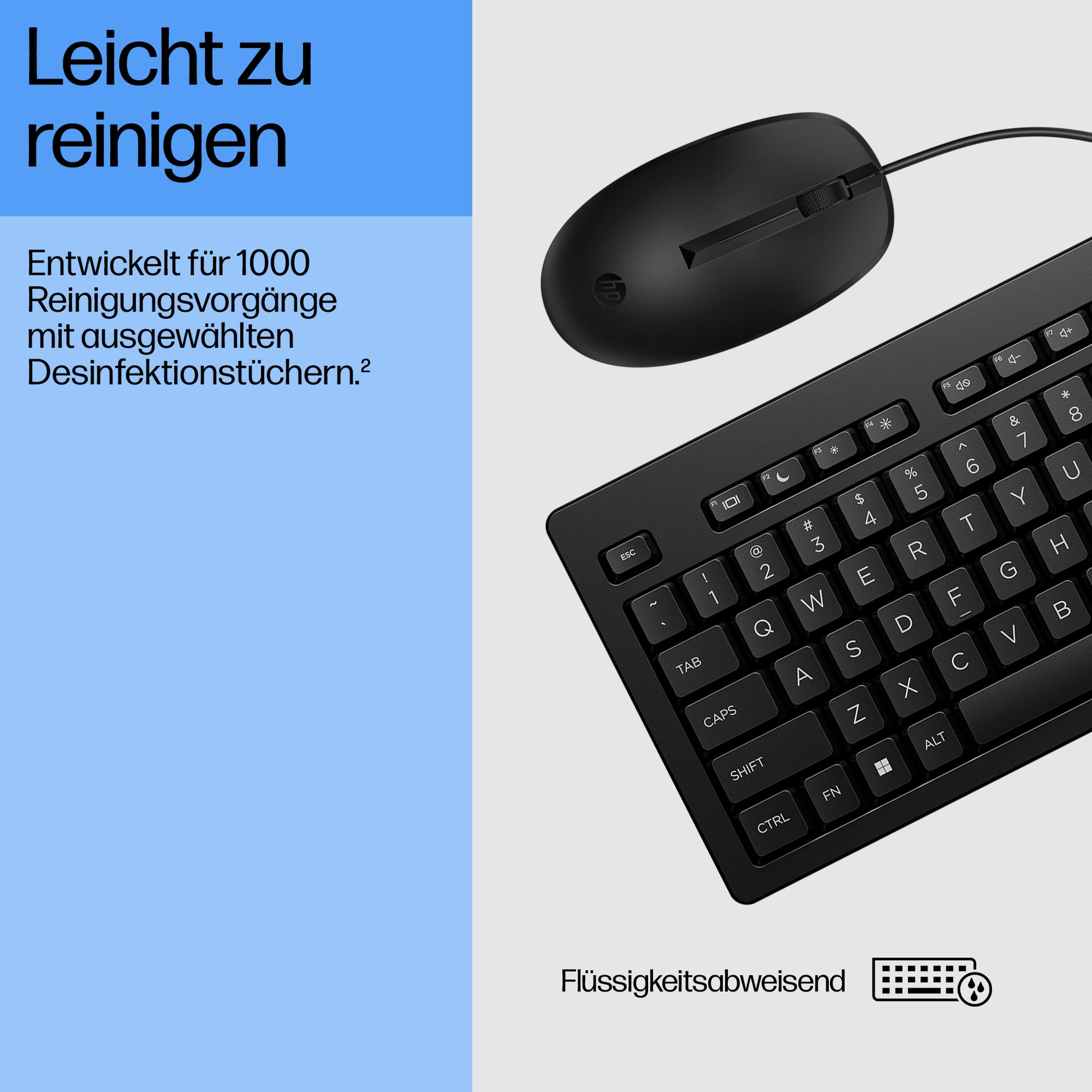 HP 225 – Tastatur-Maus-Set – Membran – kabelgebunden, USB – schwarz