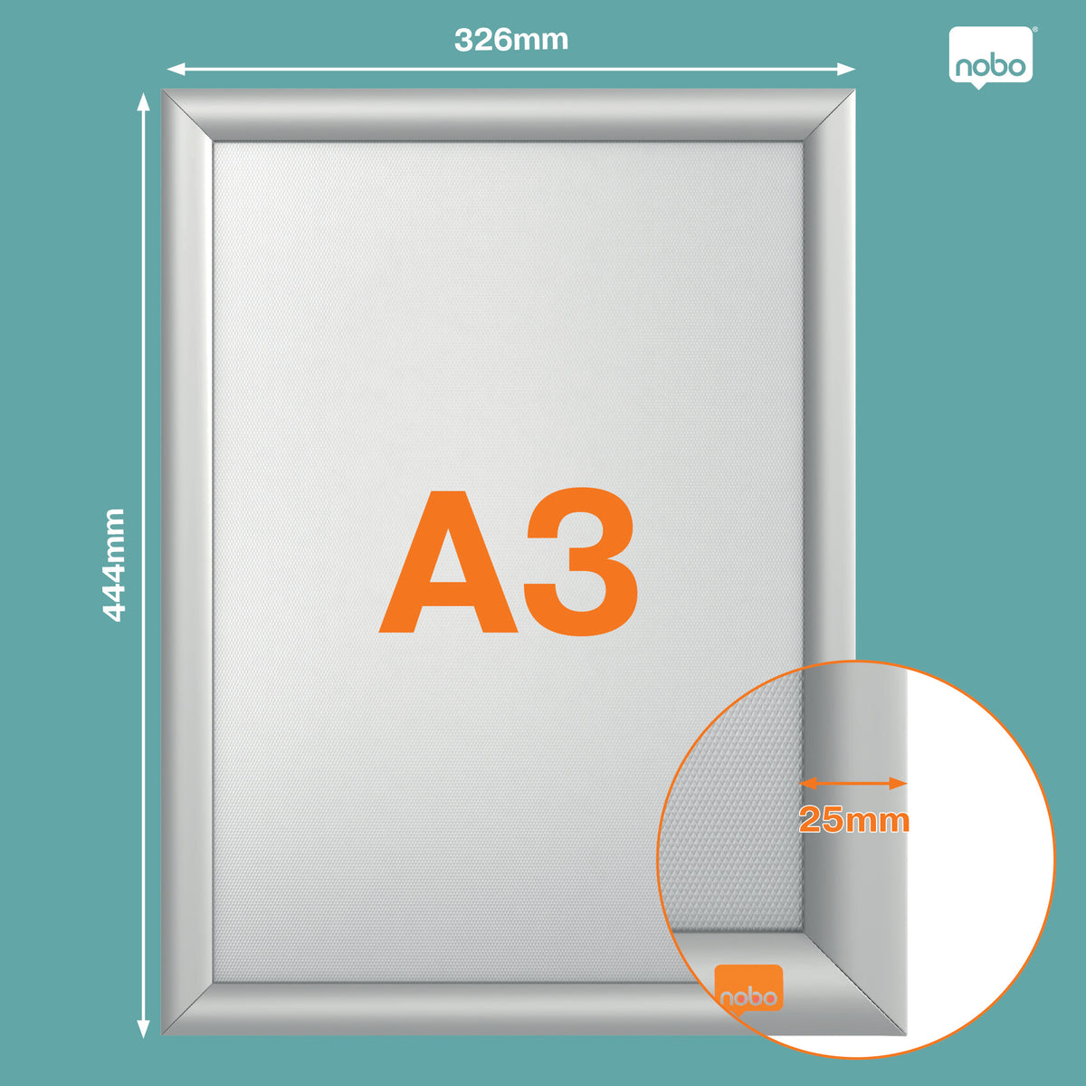 Nobo Plakatrahmen Impression Pro – für A3 – silber – Aluminium – 326×444×11 mm