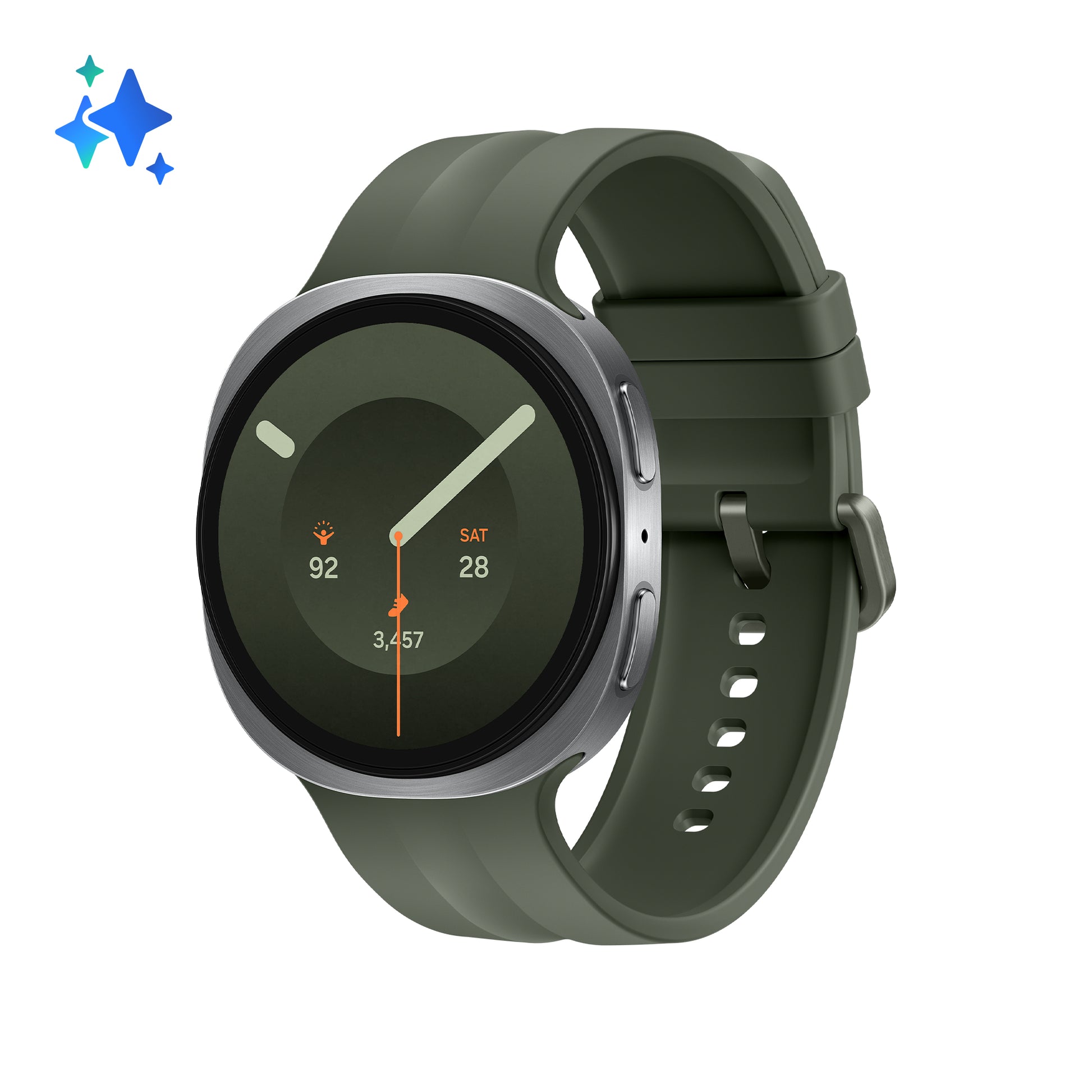 Samsung Galaxy Watch 9 44 mm GPS + Cellular – Aluminium Silber, Grün, 50 m, für Android