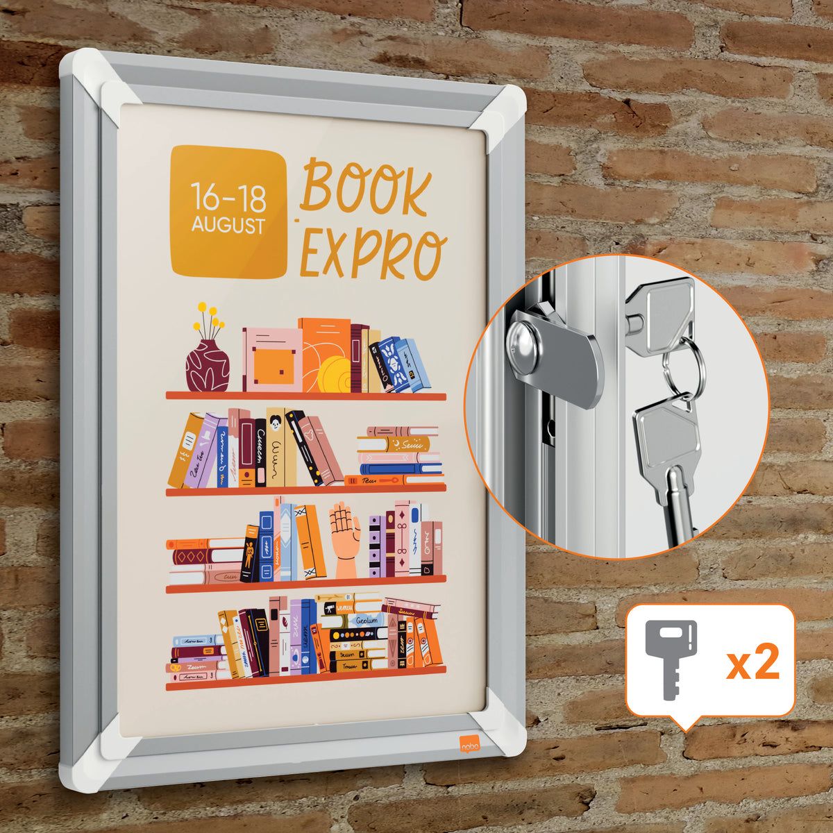Nobo Plakatrahmen Premium Plus – für A3 – abschliessbar – Silber – Aluminium/Polypropylen (PP)