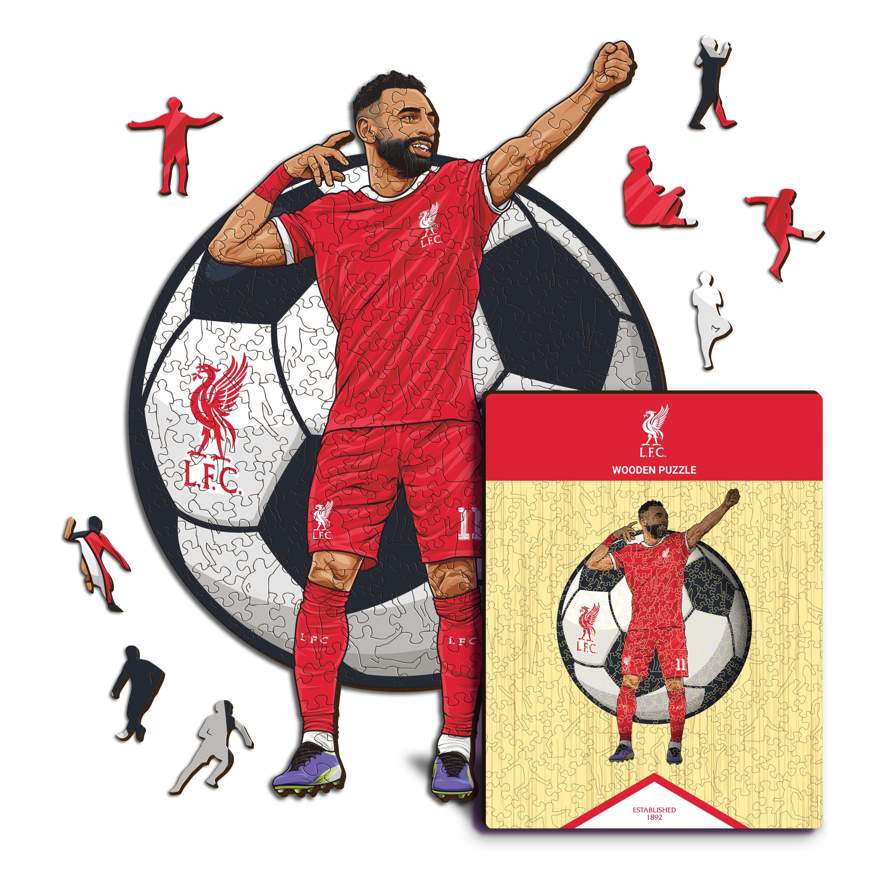 Iconic Puzzles Puzzle Mohamed Salah – Liverpool FC – 150 Teile – 21 × 30 cm – ab 10 J. – Holz