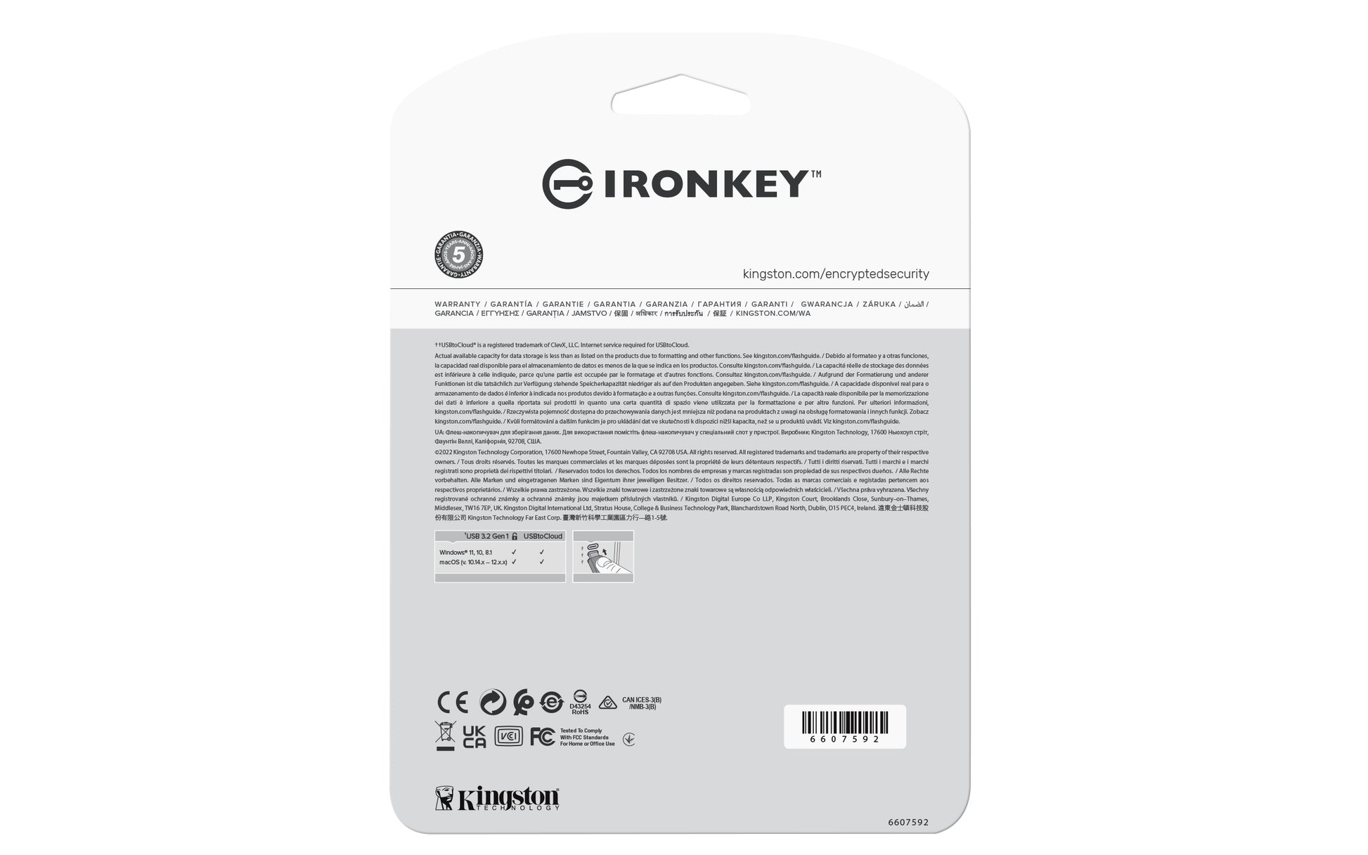 Kingston Technology Kingston IronKey Locker+ 50 USB-Stick – 64 GB, USB 3.2, 256-Bit AES-Verschlüsselung