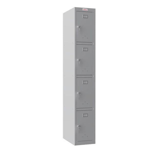 Phoenix Safe Co. PL1430 – Spind, 4 Fächer, abschliessbar, 300 × 500 × 1'830 mm, grau, Stahl