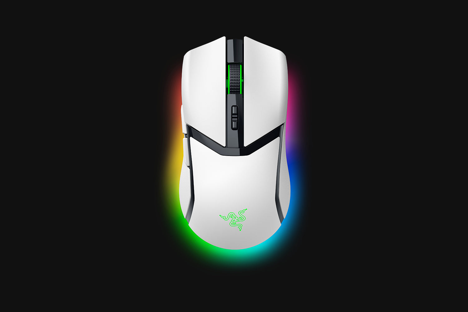 Razer Cobra Pro Gaming-Maus – kabellos, USB-C, 30'000 dpi, 8 Tasten, für Rechtshänder, RGB-Beleuchtung, weiss