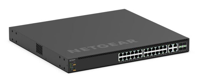 NETGEAR MSM4332-100NES – Managed L3 Switch – 28× RJ‑45 (2,5G/10G), 4× SFP28, PoE++ (4PPoE), PoE-Budget 2520 W
