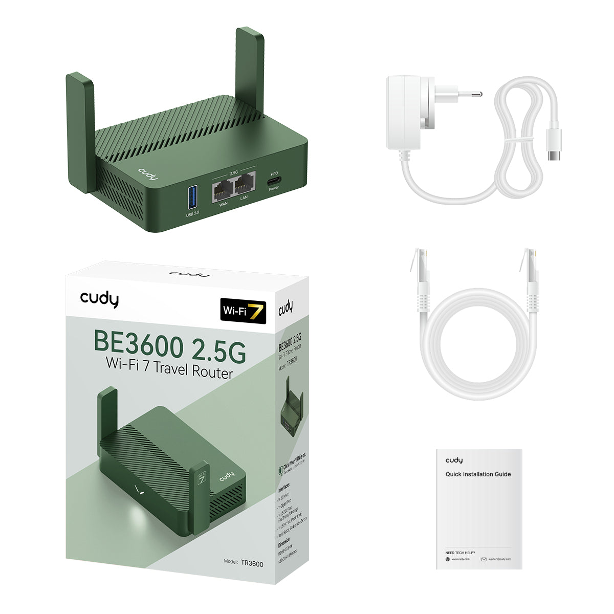 Cudy TR3600 – WLAN-Router – Wi-Fi 7 Dual-Band (2,4/5 GHz), 3,6 Gbit/s, 2.5GbE