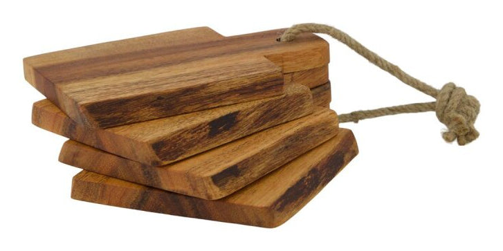 CHALET Untersetzer – 4er Set, 14,0 × 10,0 × 4,0 cm, Holz, Braun, für Gläser