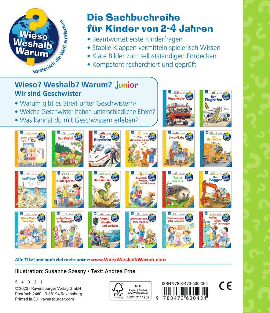 Ravensburger Buch – Wieso? Weshalb? Warum? junior: Wir sind Geschwister (Band 29), 16 Seiten, ab 2 Jahren