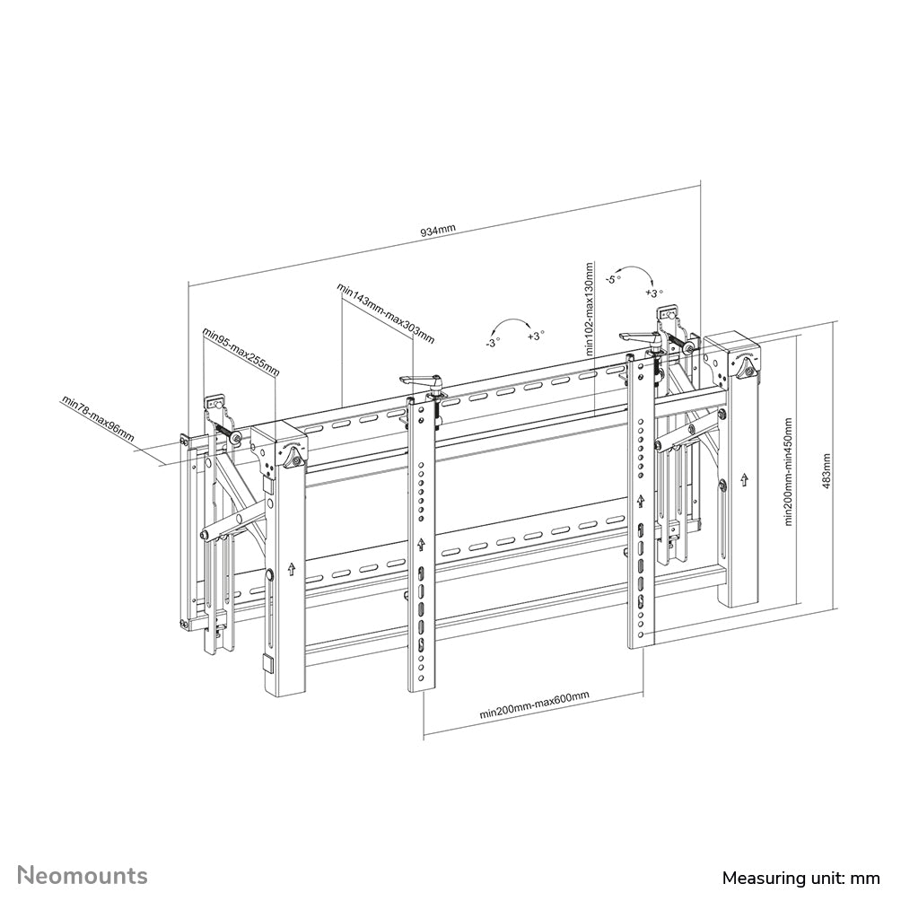 Neomounts Wandhalterung, für 32–75", VESA 200×200, bis 70 kg, schwarz