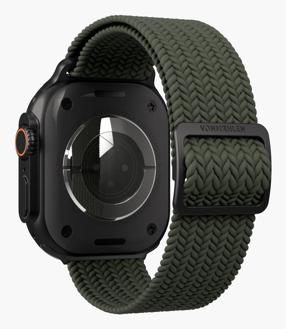 Vonmählen Woven Loop – Armband – für Apple Watch, Schwarz/Olive, One Size, Nylon