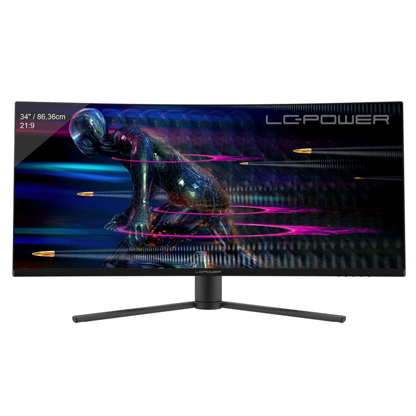 LC-Power LC-M34-UWQHD-165-C – Monitor, 34", 165 Hz, 350 cd/m², Gebogen, Höhenverstellbar, VESA 75 × 75, Schwarz