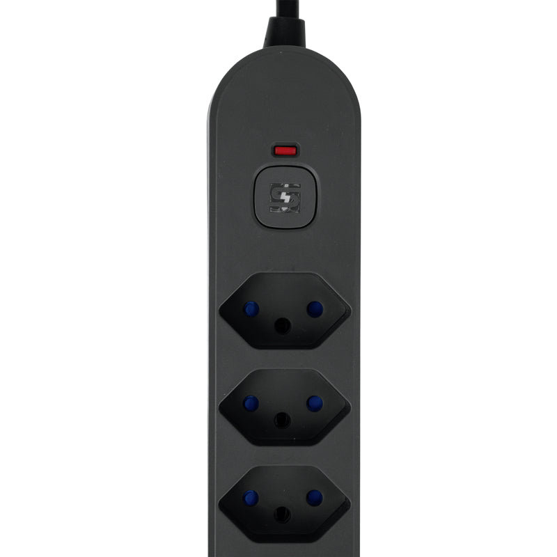Steffen Standard Steckdosenleiste, 6×T13, 1×USB‑A 18 W + 1×USB‑C PD 20 W, mit Schalter, 3 m – Anthrazit