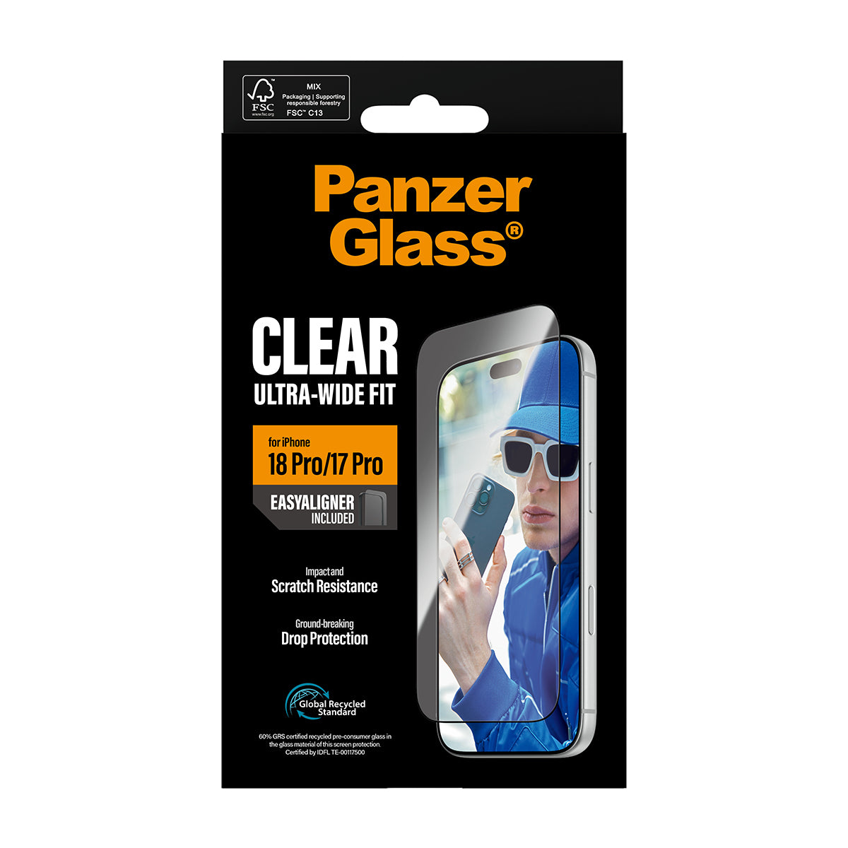 PanzerGlass Displayschutz (Folie), Ultra-Wide Fit – für iPhone 18 Pro/17 Pro – mit Applikator