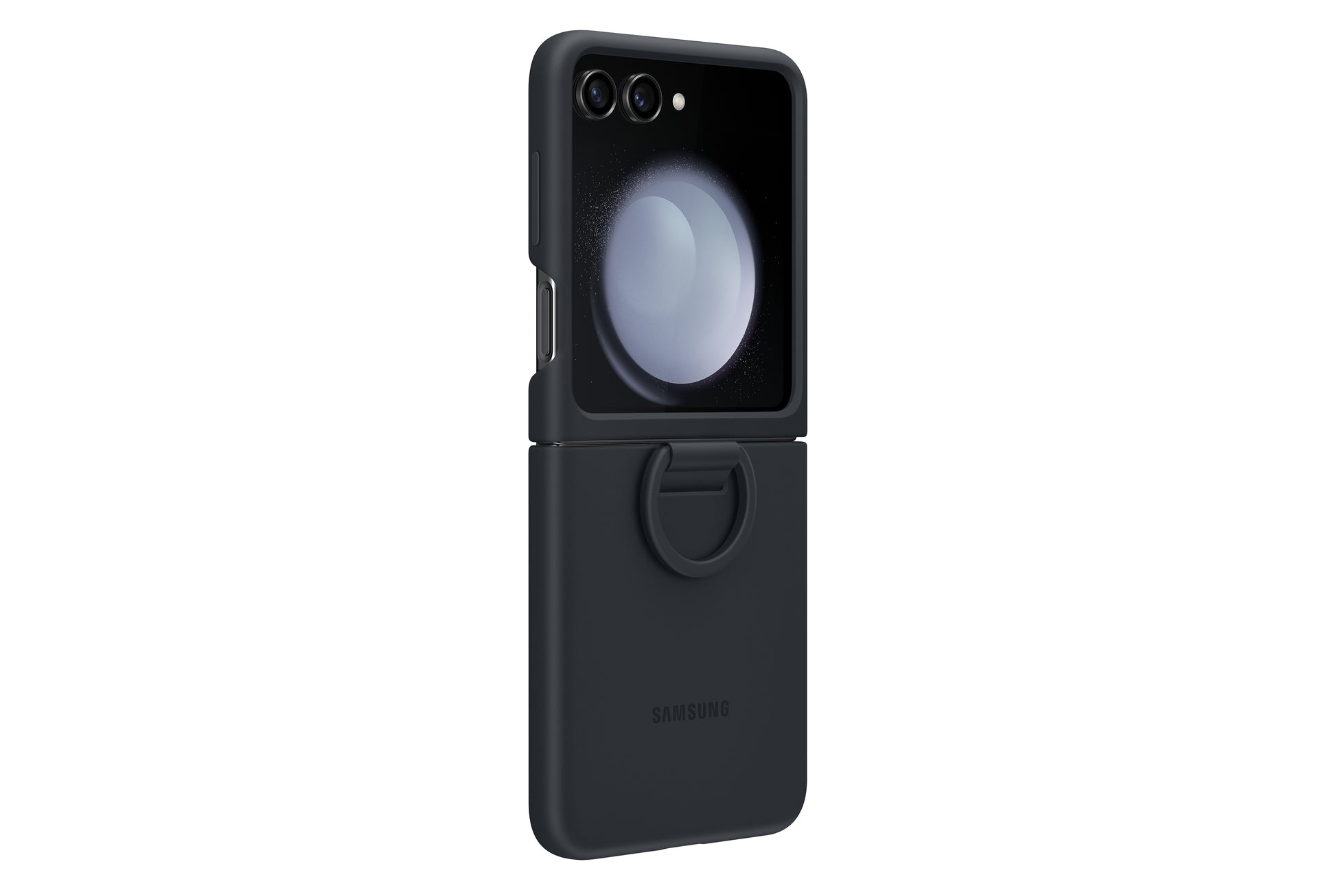 Samsung Backcover – für Samsung Galaxy Z Flip5, Silikon, Schwarz, mit Ring