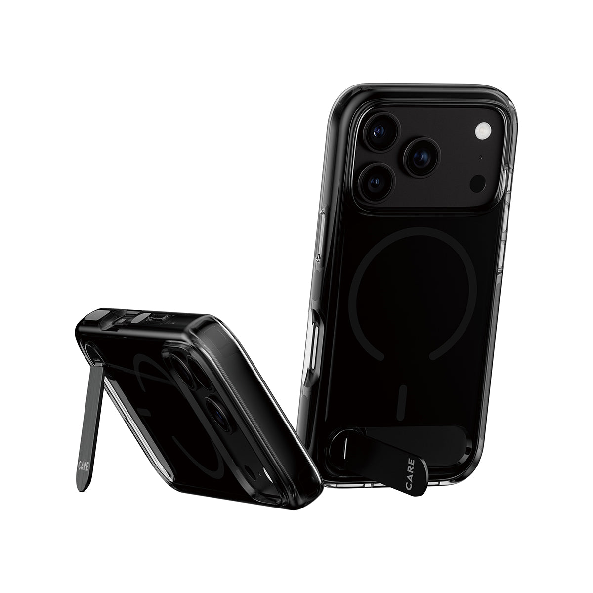 PanzerGlass CARE Kickstand – Backcover – für Apple iPhone 18 Pro Max / iPhone 17 Pro Max, PC+TPU, Smokey Schwarz