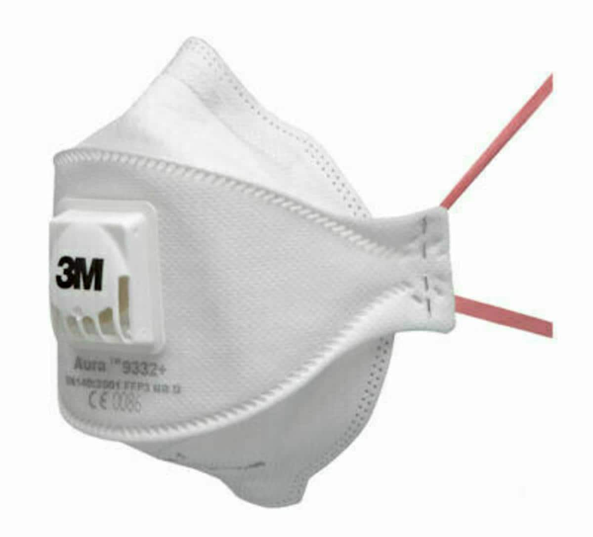 3M Atemschutzmaske FFP3 Aura 9332+ – mit Ventil, NR, D – Einheitsgrösse – Weiss – EN 149
