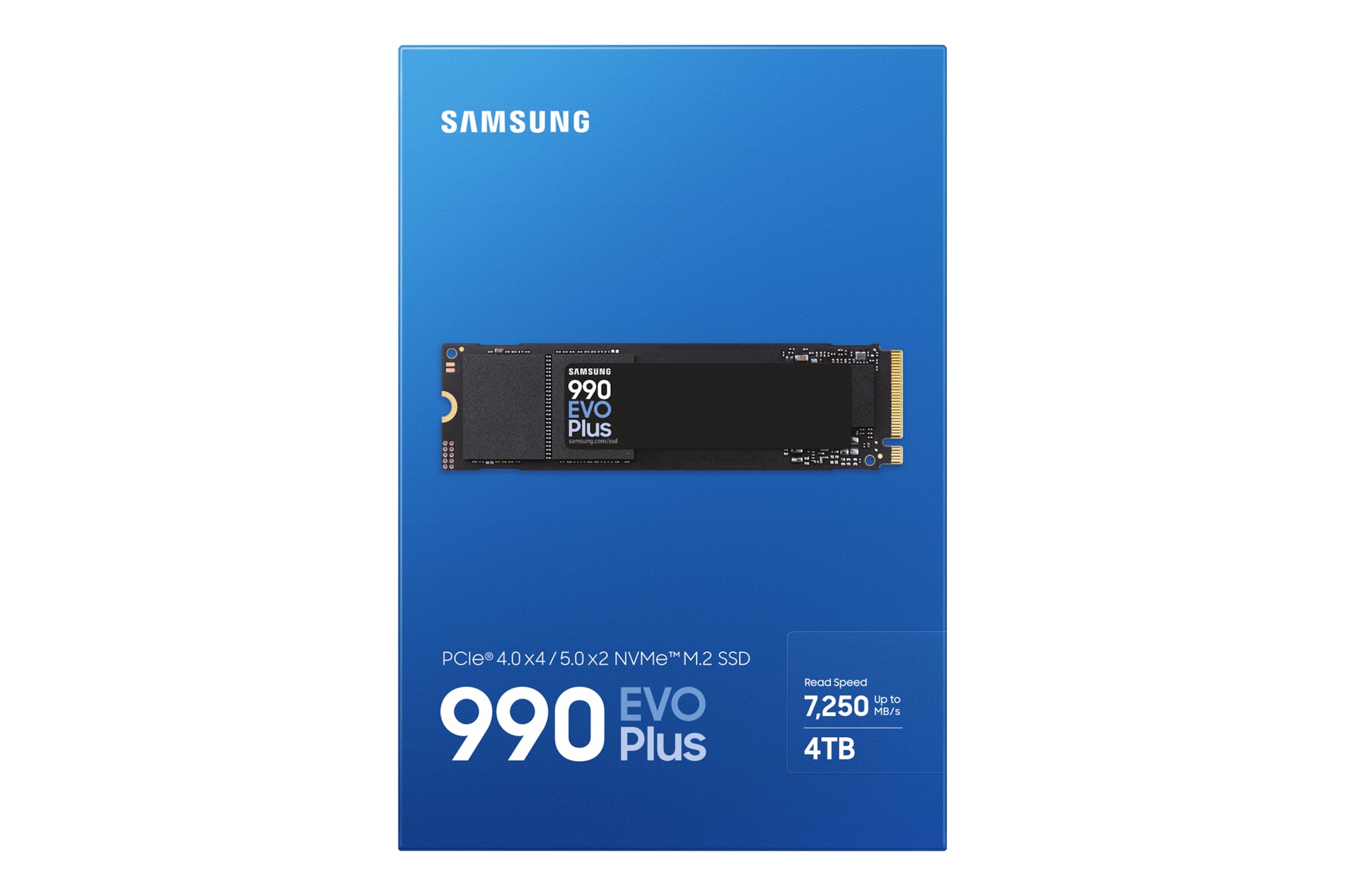 Samsung 990 EVO Plus – 4 TB M.2 2280 (22×80 mm), NVMe PCIe 4.0, 7150 MB/s Lesen, 6300 MB/s Schreiben