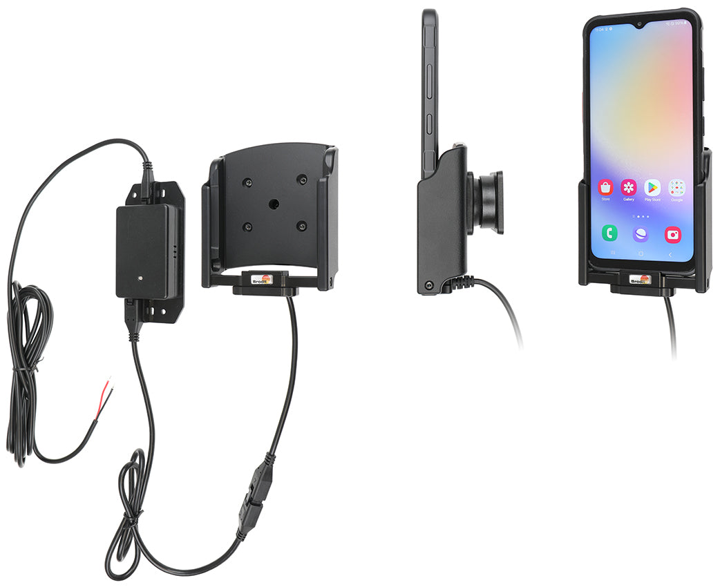Brodit Lade-/Daten-Cradle – Auto, Schraubbefestigung – für Samsung Galaxy Xcover 7 – Schwarz