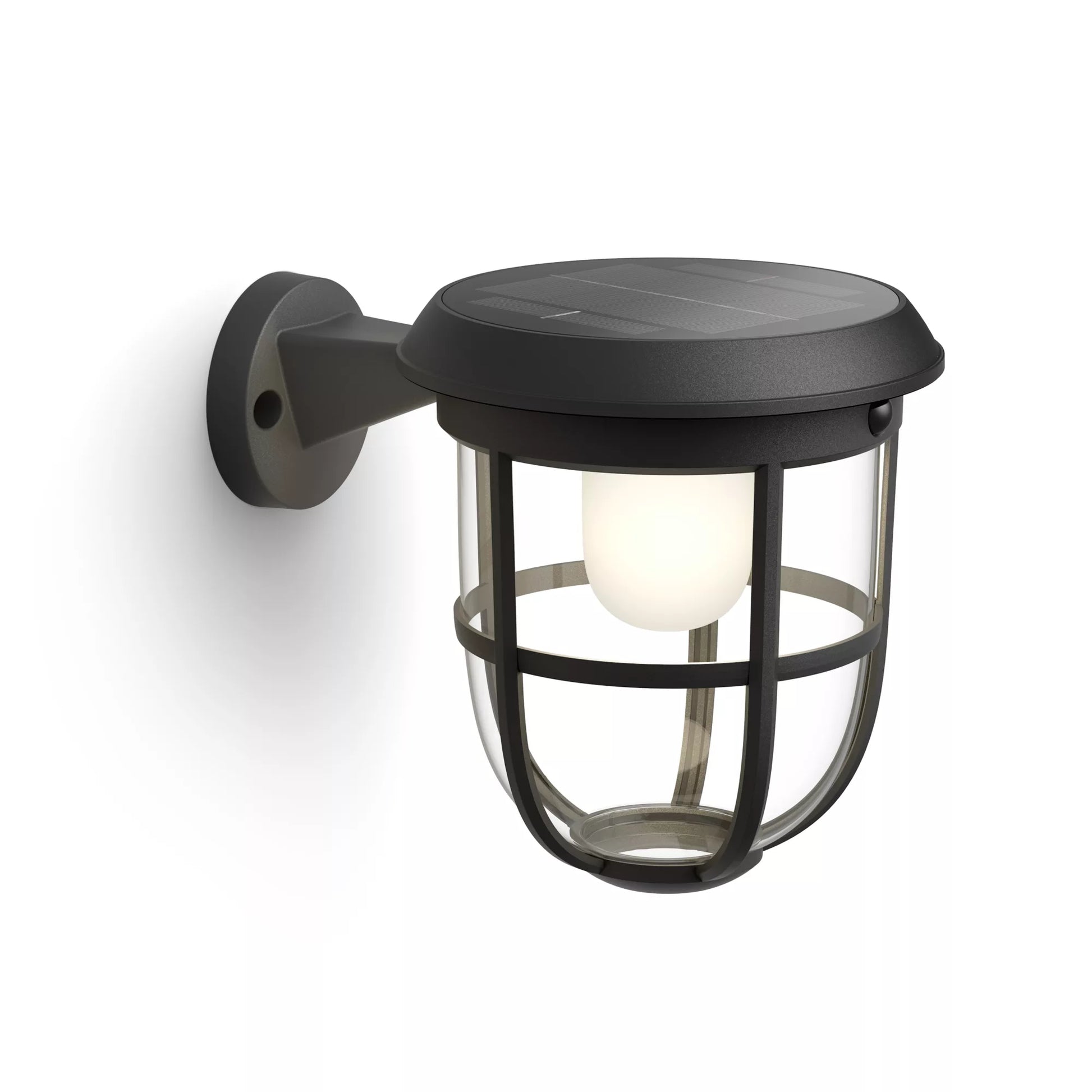 Philips by Signify Philips Aussenwandleuchte – Warmweiss, 3000 K, IP44, Solarbetrieb, mit Bewegungsmelder, Schwarz, Kunststoff