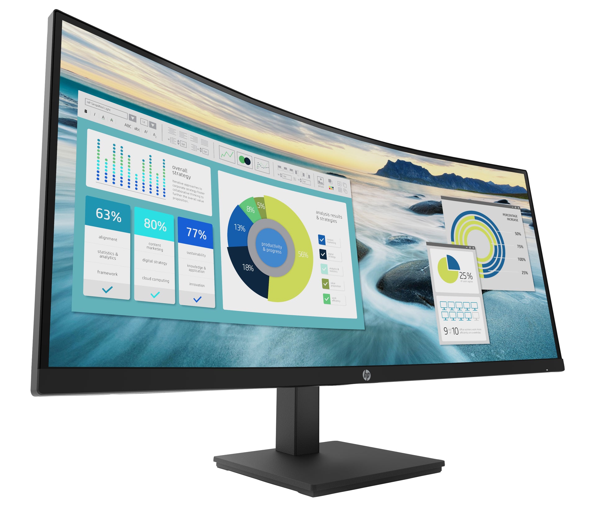 HP P34hc G4 – 34" Gebogener 1500R, 3440 × 1440 (UWQHD), VA, USB-C 65 W