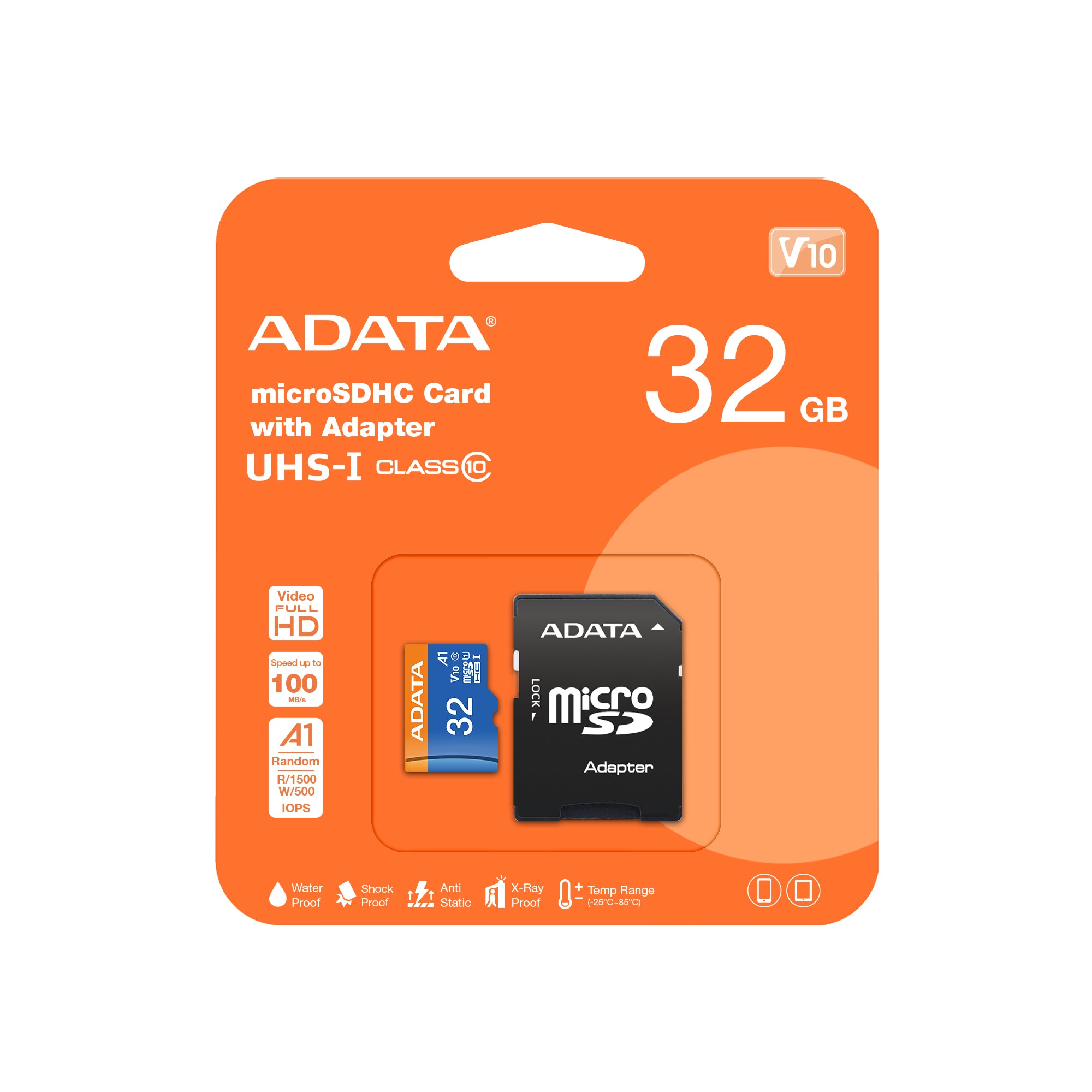 ADATA microSDHC 32 GB – UHS-I, Klasse 10, U1, A1, 85/25 MB/s, inkl. SD-Adapter