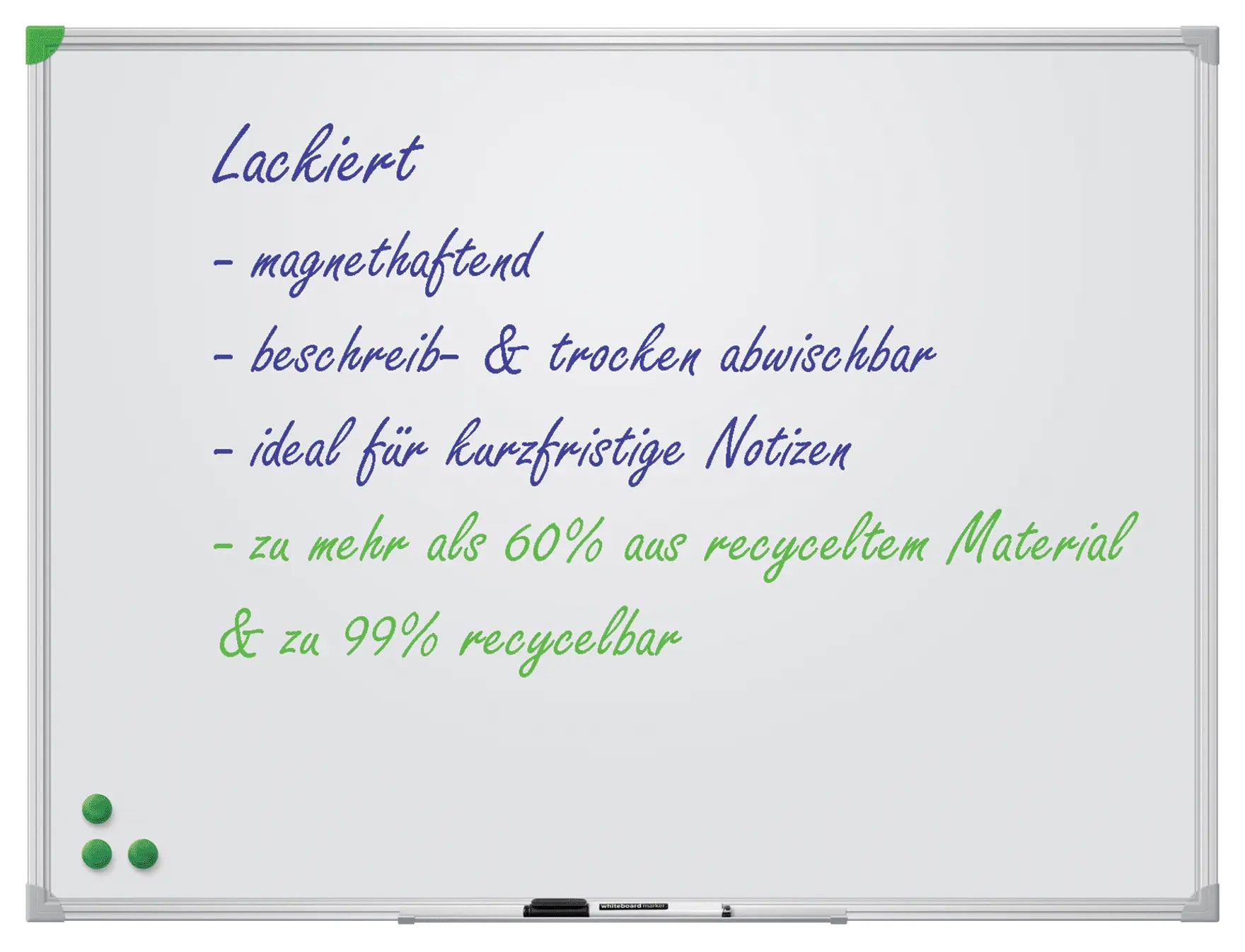 Franken Whiteboard – 60 × 45 cm, lackierter Stahl, magnetisch, Alu-Rahmen, Wandmontage, inkl. Stiftablage