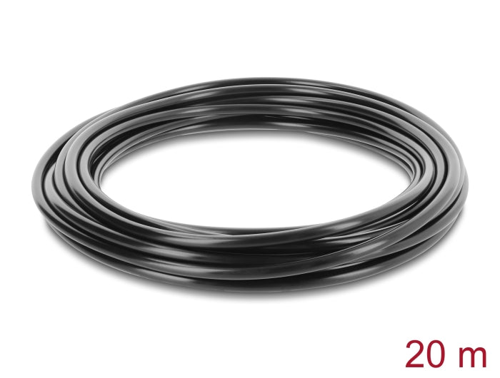 DeLOCK Bewässerungsschlauch – Ø 4,6 mm × 20 m, Polyethylen, Schwarz, für Mikro-Tropf-Systeme