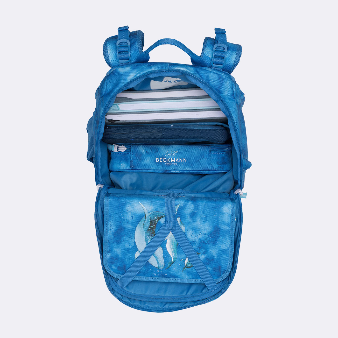 Beckmann Schulrucksack Active Air Flx – 6-teilig – Ocean – Recycelte Materialien – B 26,0×H 39,0×T 22,0 cm