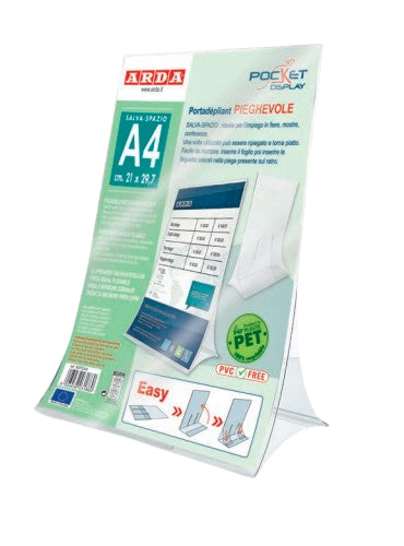 ARDA Klappbarer Tischaufsteller – für A4 – transparent – Polyethylenterephthalat