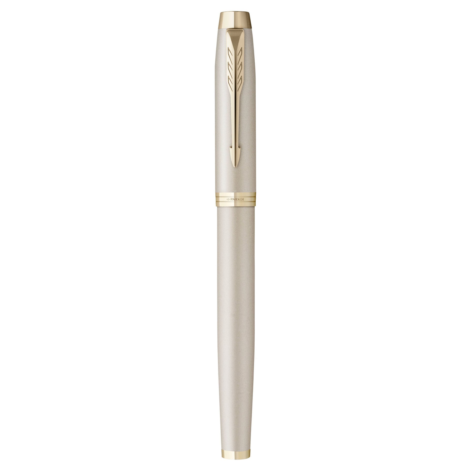 Parker IM Monochrome – Tintenroller, Schwarz, Edelstahl (Lackiert), Champagner