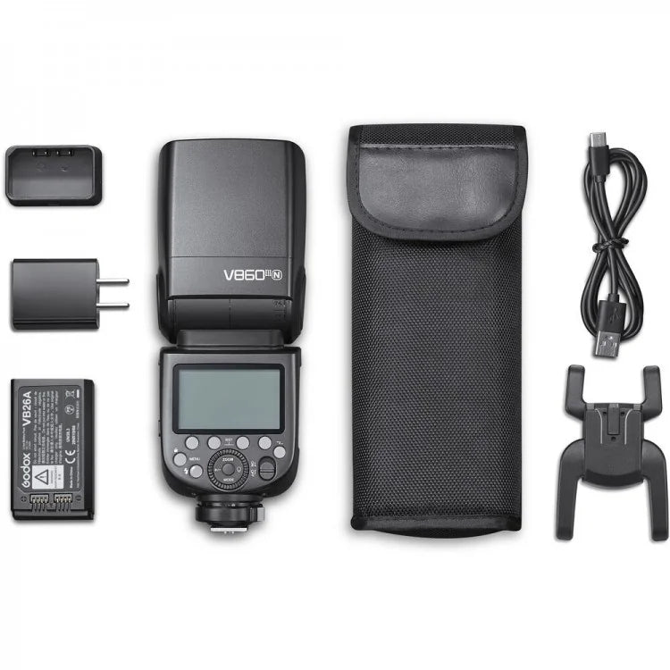 Godox V860III Aufsteckblitz – TTL, Li-Ion 2000 mAh, GN 60, ca. 480 Blitze/Ladung – für Fujifilm – Schwarz