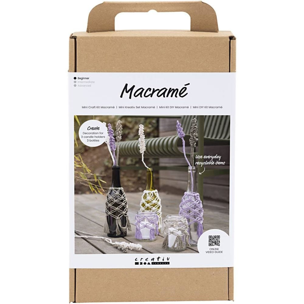 Creativ Company Makramee-Set – 2-teilig – Violett – Garn inkl. Schnüre – ab 10 Jahren